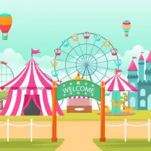 amusement park circus carnival festival fun fair landscape illustration 7081 981 1024x655 1 Yearly Membership Plan - Family